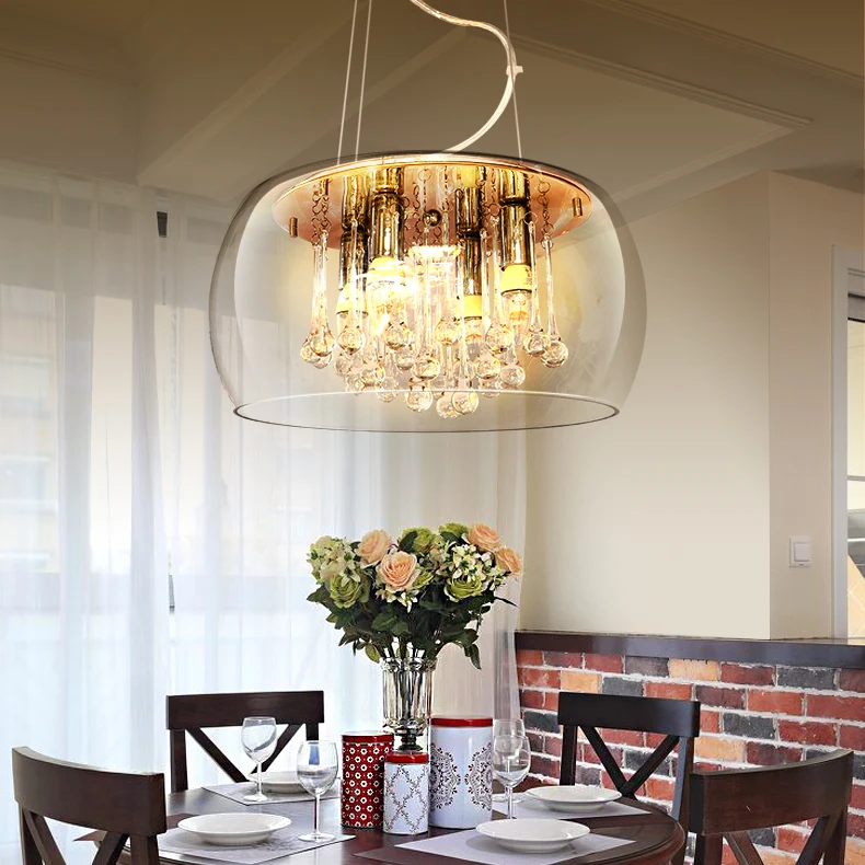luxury glass shade crystal pendant lamp dinning room pendant lamp with