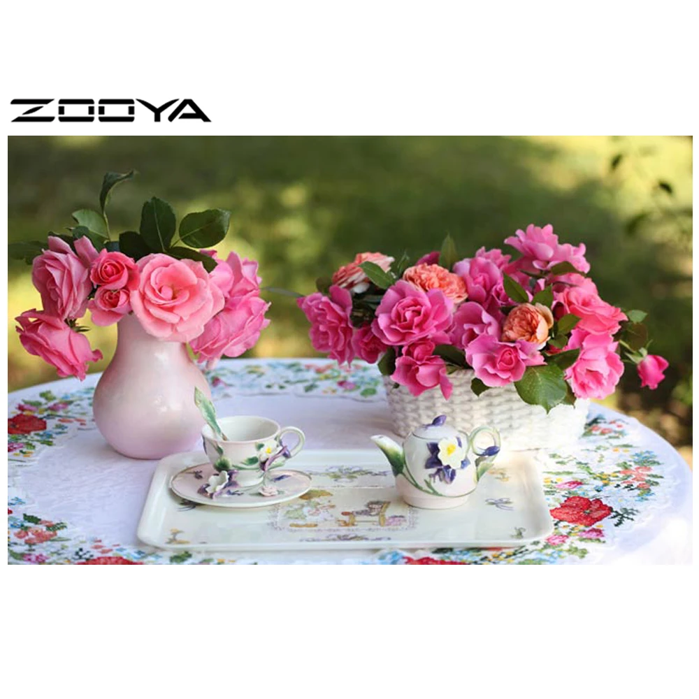 ZOOYA Diamond Embroidery Flowers Still Life DIY Painting Pattern Rhinestones Sale Mosaic Needlework Europe RF538 | Дом и сад