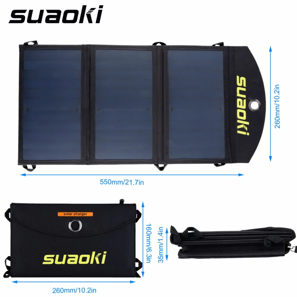 

Suaoki 20W Solar Panel Portable Folding Foldable Charger Battery Solar Mobile Power Bank Waterproof for Phone Battery Charger