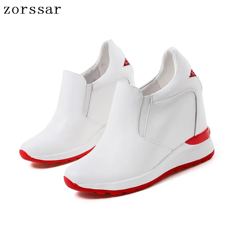

Zorssar Women Creepers Increasing Height Shoes cow Leather Casual Slip On Platform Wedge High heels Fashion Brand Zapatos mujer