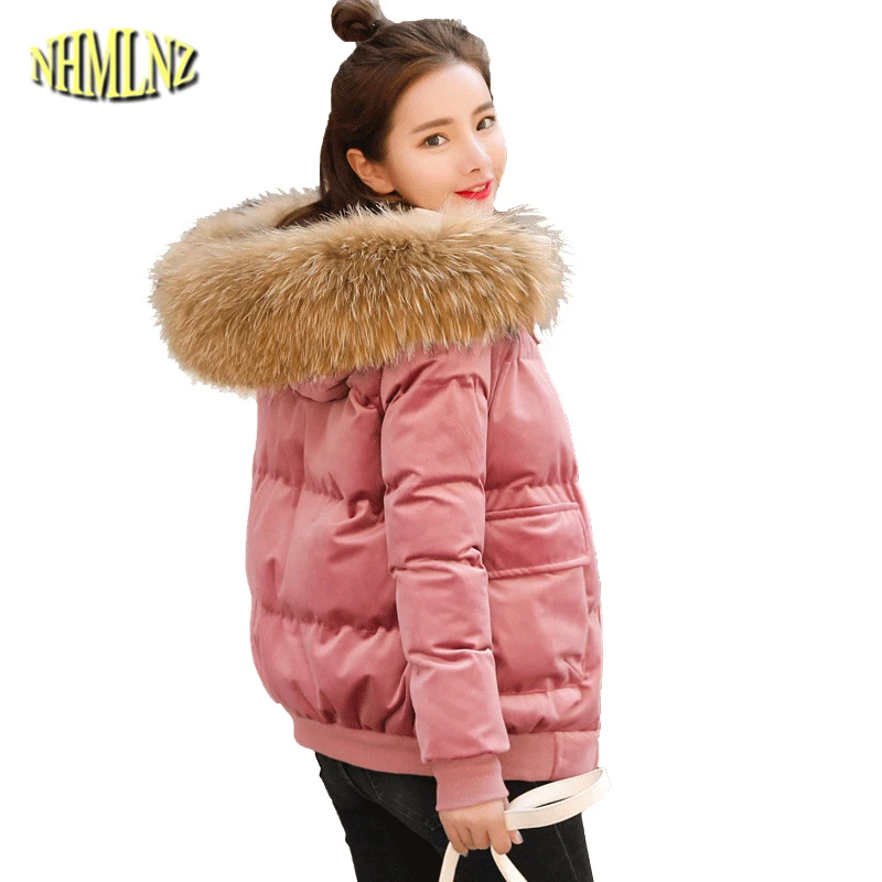 

2020 New Solid color Winter Cotton Jacket Women Long-sleeved Hooded Parkas Gold velvet Short Cotton Coat Female Outwear DAN348