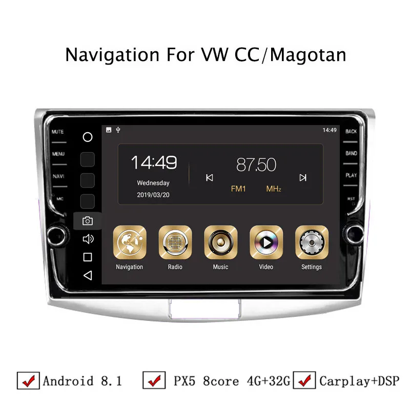10.1&quot 4G RAM 32G ROM Octa Core Android 8.1 Car GPS Navigation For VW CC Magotan 2012-2018 Top Accessories | Автомобили и