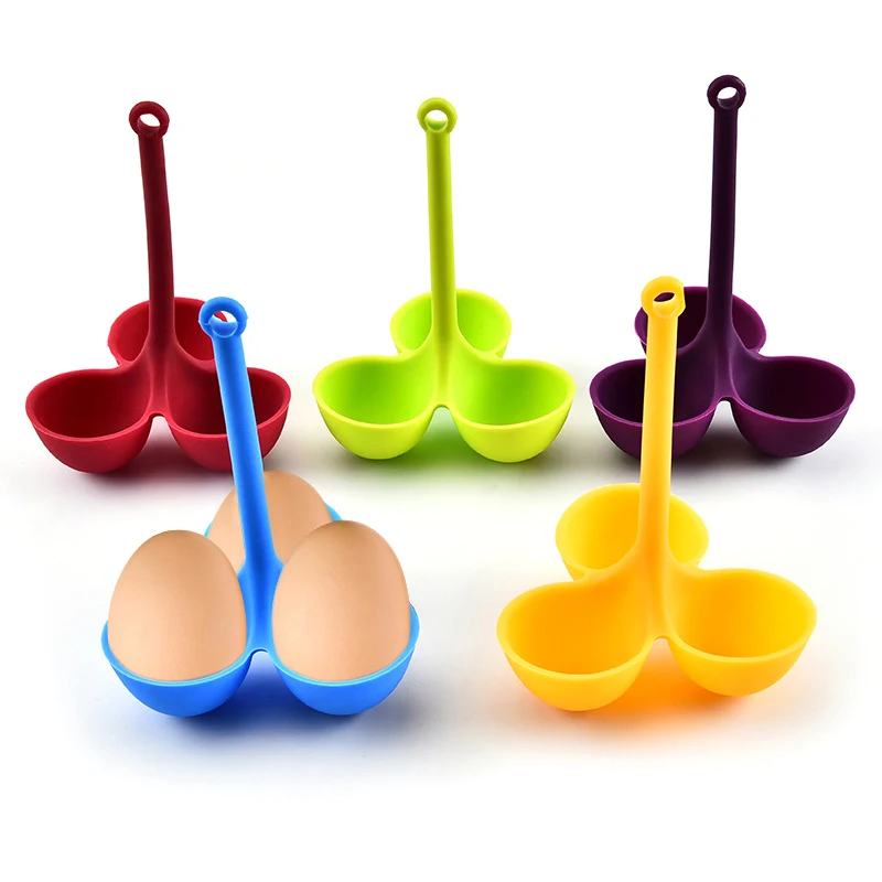 

3 Holes Egg Cooker Silicone Egg Boiler Egg Tray Kitchen Gadgets Egg Rack Insulation Anti-scalding Vegan Tools Housewares