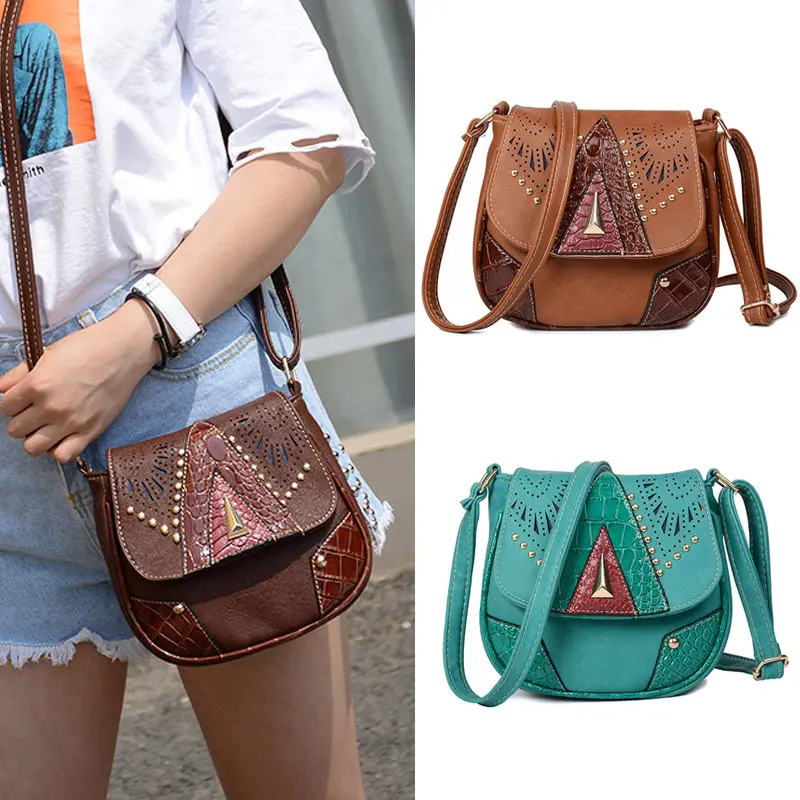 

New Arrival Vintage Women Girls Hollow Out Shoulder Bag PU Leather Crossbody Bags Messenger Bags Handbag