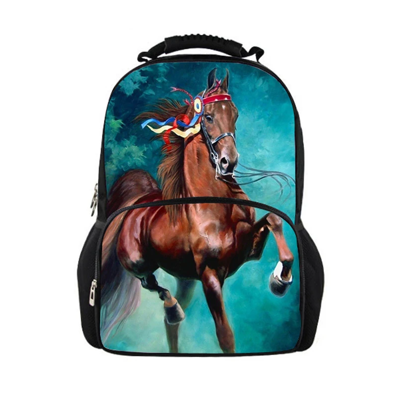 

Noisydesigns 3D Children School Bag Animal Horse Dinosaur Print Men's Travel Backbag Crazy Horse School Bags for Teenager Boys