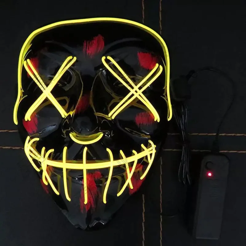 

Mask LED Halloween Party Masque Masquerade Masks Neon Mask Light Glow In The Dark Mascara Horror Maska Glowing Masker Purge