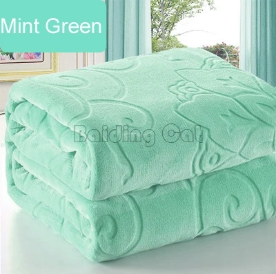 Online Moda Verde menta de mantas de franela de invierno de lana gruesa de Coral colcha niños adultos Multi Tamaño de cama Floral de lujo mantas