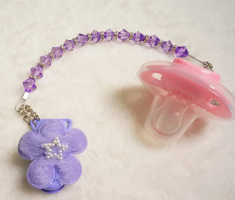 MIYOCAR потрясающий принцесса фиолетовый кристалл ручной работы пустышка цепь/соска зажимы/пустышка Клип/зажим для прорезывателя/держатель соска