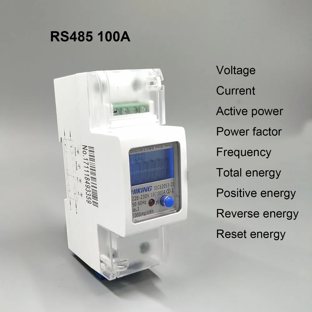 100A 220V 230V 50HZ 60HZ напряжение тока DDS238 2 ZN/S однофазный din рейка кВт/ч Ватт час счетчик