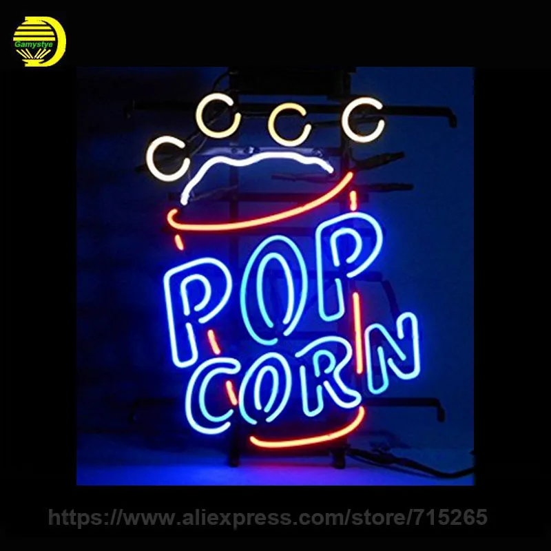 Popcorn Neon Sign Beer Bar Pub Decorate Glass Tube Neon ...