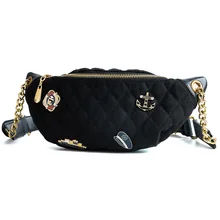 Ins Super Hot bag female 2019 New Tide Diamond Badge chest bag 100-lap small satchel Fashion waist bag#0038 princess sweet lolita bag small square female satchel bag ins super fire real leather fashion wrapped shoulder bag ensso 116