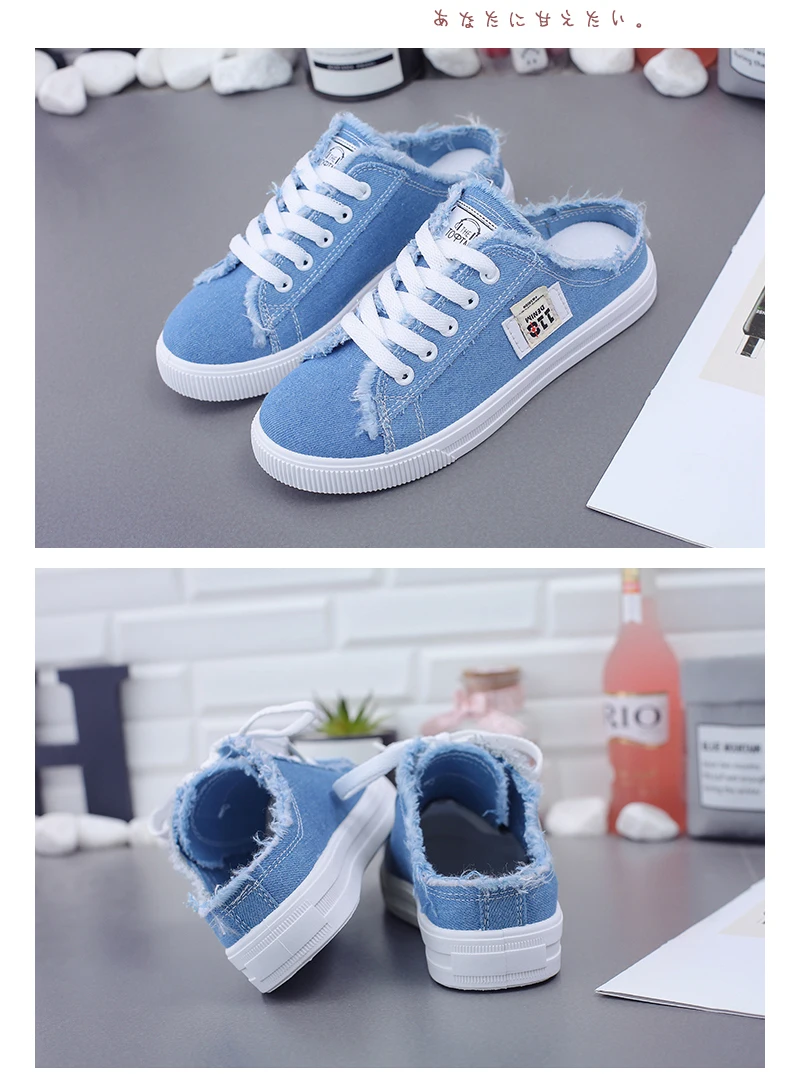 new summer single shoes breathable flat bottom half drag lazy one pedal versatile cloth shoes women's shoes