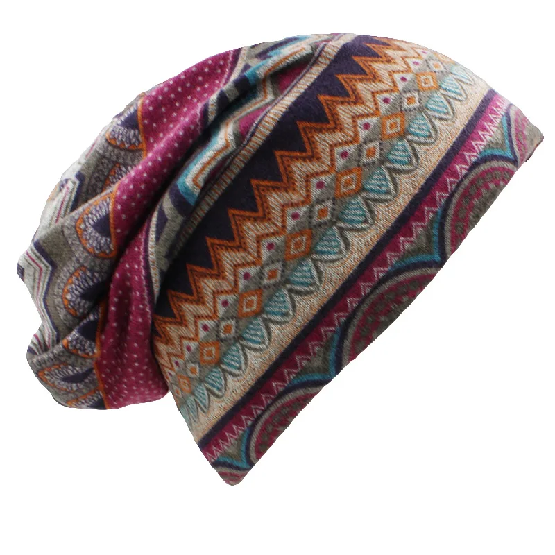 LOVINGSHA Autumn Winter Skullies Beanies Vintage Design Dual-use Women Hats For Ladies Thin Girl Fashion Feminino Scarf HT069 6