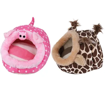 

Cute Small Pet Hamster House Bed Hammock Nest Animal Pattern Warm Plush House for Small Dog Hamster Pets Machine Wash