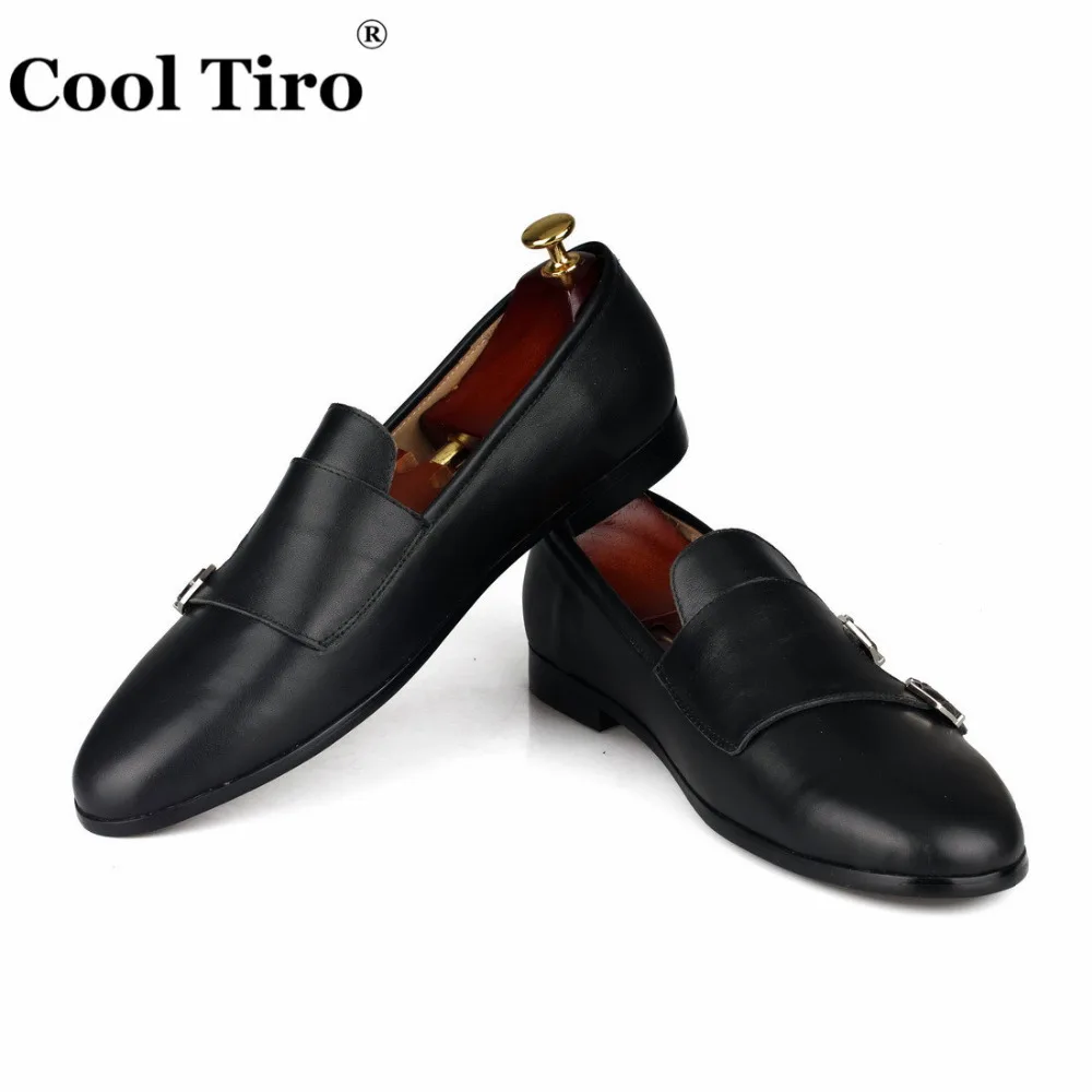 Black Genuine Leather Double-Monk Loafers (6)