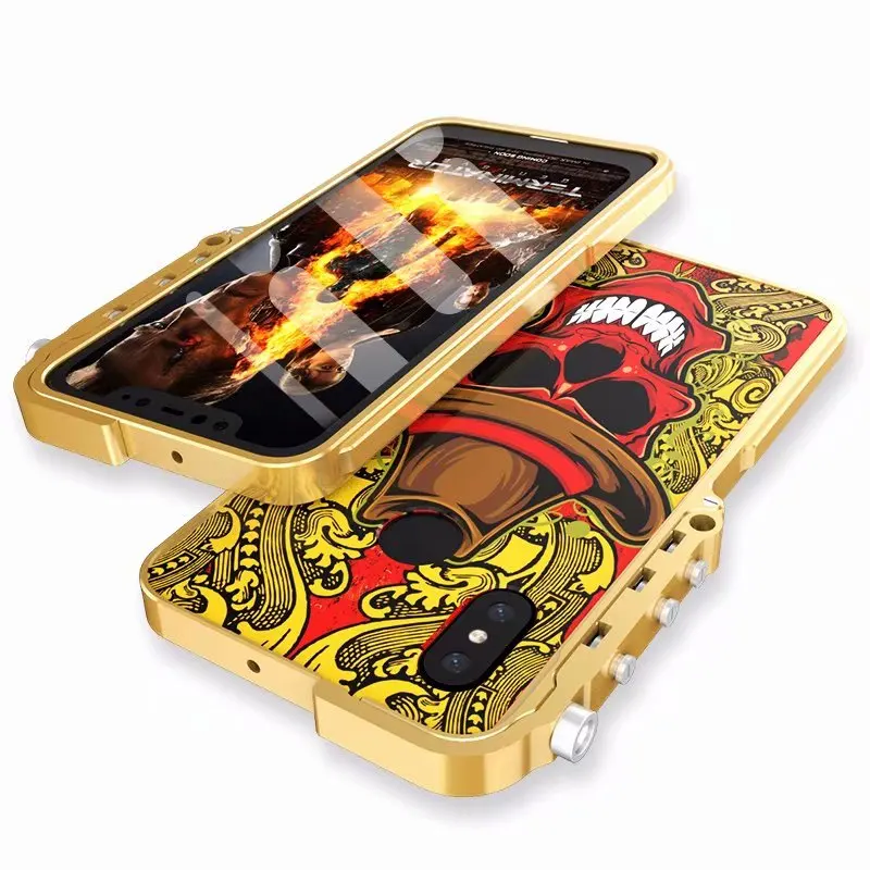 

KANENG 4 Color 3D Skeleton Relief Metal Aluminum Shockproof Mobile Phone Case Cover For Xiaomi Mi 8 MI8 6.21 inch Phone Bumper