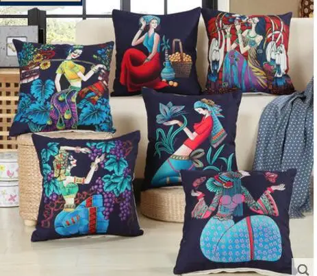 buy 45cm retro feature backrest cushion cover sofa office vintage pillowcase decorative pillow cover home decor
