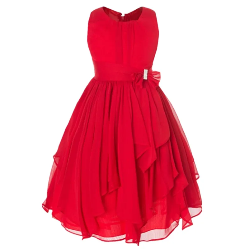 

Children Girl Lace Princess Dresses with beaded Bow Girl Wedding Dress Clothes girls party dress kids