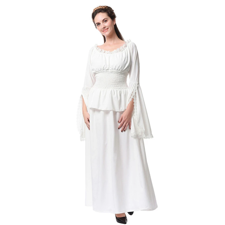

6Color Renaissance Female Elegant Dress for Women Party Halloween Victorian Medieval Costume Long Robe Court Retro Purim Chemise