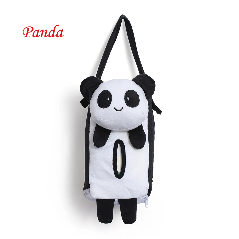 1 Pcs Cute Cartoon Car Seat Back Cover Holder Paper Napkin Box Tissue Box Car Accessories Styling - Название цвета: Черный