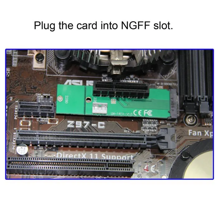 With Converter Card PCI-E 4X Female to NGFF M.2 M Male Adapter Key Power Cable