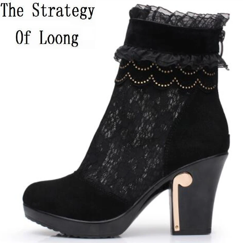 ankle boots with pearl heel