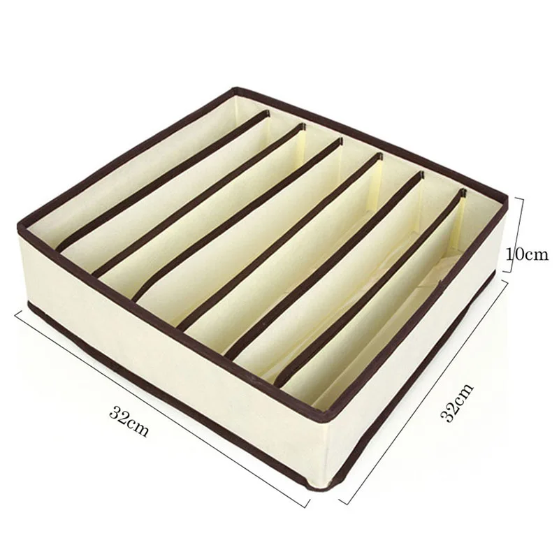 4 шт. бежевое Нижнее белье коробка для хранения галстук-бабочка Шорты Нижнее белье Бюстгальтер разделительная коробка для хранения шкаф коробка для хранения домашняя одежда - Цвет: 7-grid