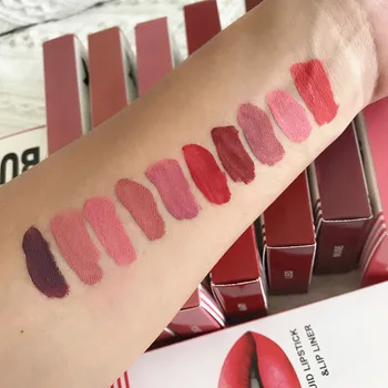 

20pcs/10set Matte Liquid lipstick make up lip kit+Lip Liner pencil mate Waterproof Long Lasting metal lipstick BUD K Cosmetics