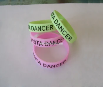 

Big Discount Custom Logo Text Embossed Color filled Cheap Silicone Bracelet For Dancer School Promotion Gift
