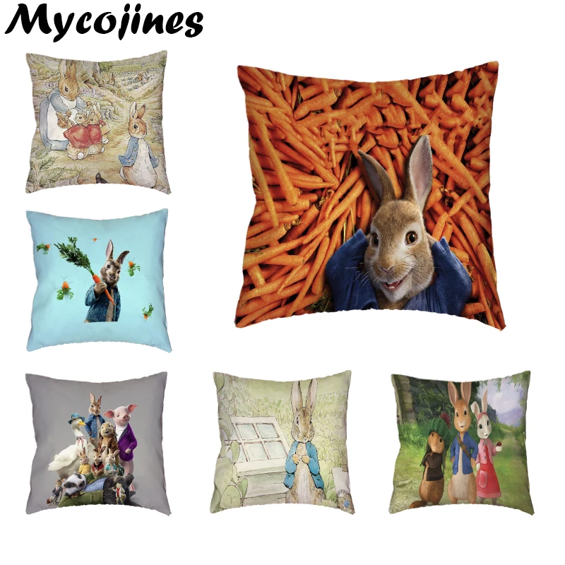 Peter Rabbit Family Cushion Cover Home Living Room Sofa Decorative Pillows Kid Holiday Cheap Gift White Polyester Pillowcase Peter Rabbit Family Cushion Cover Home Living Room Sofa Decorative Pillows Kid Holiday Cheap Gift White Polyester Pillowcase