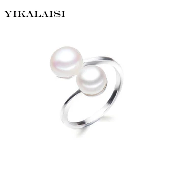 

YIKALAISI 2017 New Fashion 100% Natural Pearl Ring Jewelry 925 Sterling Silver Interlaced Rings Pearl Wedding Rings For Women