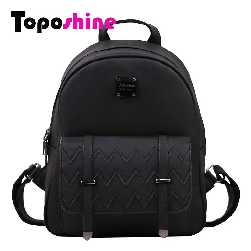 

Toposhine Serrated Pattern Women Backpacks Vintage Girl Backpacks Black Backpacks Popular Girls' School Bags 7010