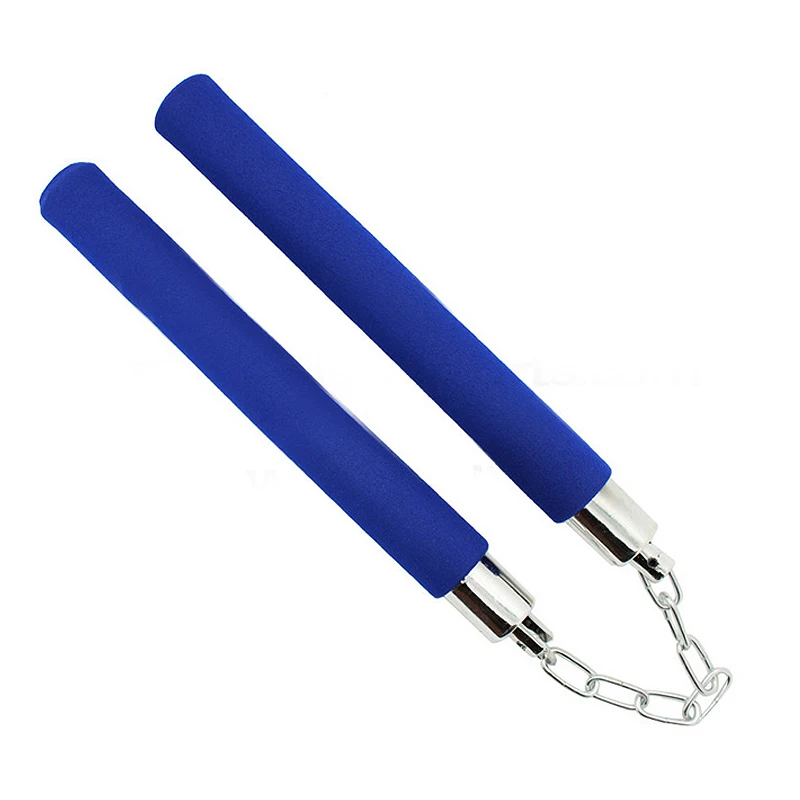 Боевые искусства нунчак оружие Пена металлическая цепь безопасные нунчаки из губки для начинающих BHD2 - Цвет: Синий