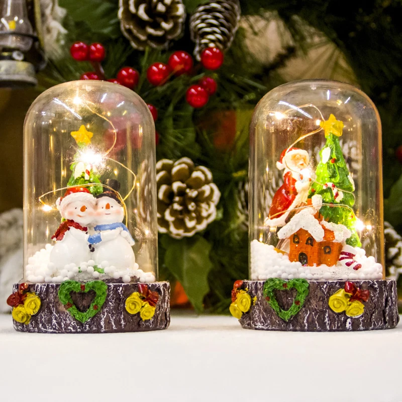 Рождественский снежок украшения стеклянная крышка ночник декоративное освещение олень Рождественская елка фестиваль настольные украшения