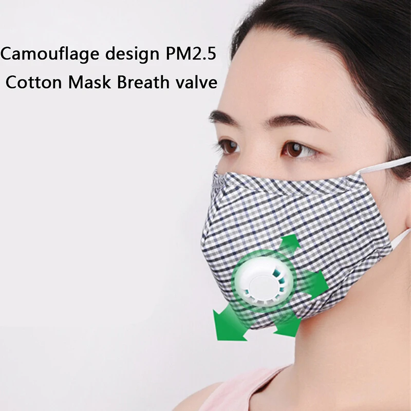 PM2.5 анти-Дымчатая хлопковая Маска дыхательный клапан Анти-пыль рот маска Активированный уголь респиратор рот Муфельная С 2 сменными фильтром
