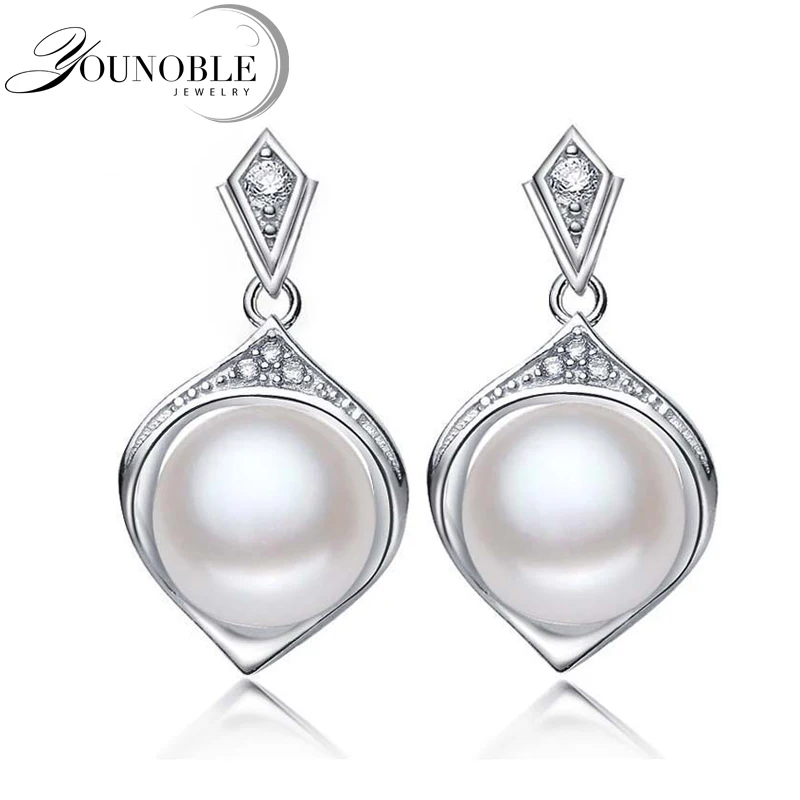 

Freshwater pearl earrings silver 925 for women,vintage earrings with pearls jewelry gift white trend birthday