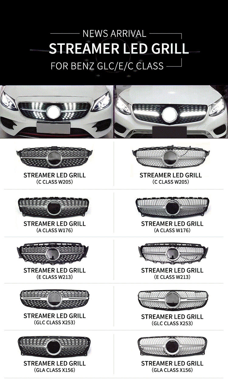 Для E Class Grill W213 Алмазная решетка светодиодный DRL сетка Передняя сетка Автозапчасти для E200 E250 E300+ Передняя Решетка переднего бампера гриль
