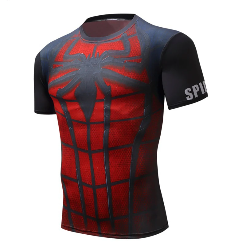

New 2019 Mens Fitness T shirt Spiderman Superman Captain America Winter Soldier Marvel T Shirt Avengers Costume Superhero Mens