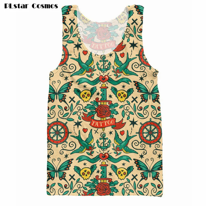 

PLstar Cosmos Retro Print Men Tank Tops O-Neck Singlet 3D Pattern Vest Sleeveless Shirt Harajuku Mens Bodybuilding Clothes