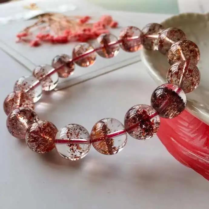 Натуральный Lepidocrocite кварц Рутиловый супер семь 7 красный женщина мужчина Исцеление 12,5 мм круглый бусины браслеты AAAAA сертификат