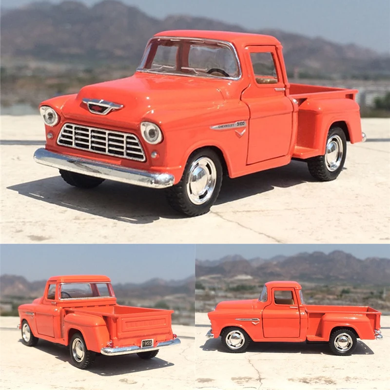 Высокая имитация, изысканные литые игрушки, автомобиль, Стайлинг 1955, Chevrolet Stepside, пикап, 1:36, сплав, модель для детей