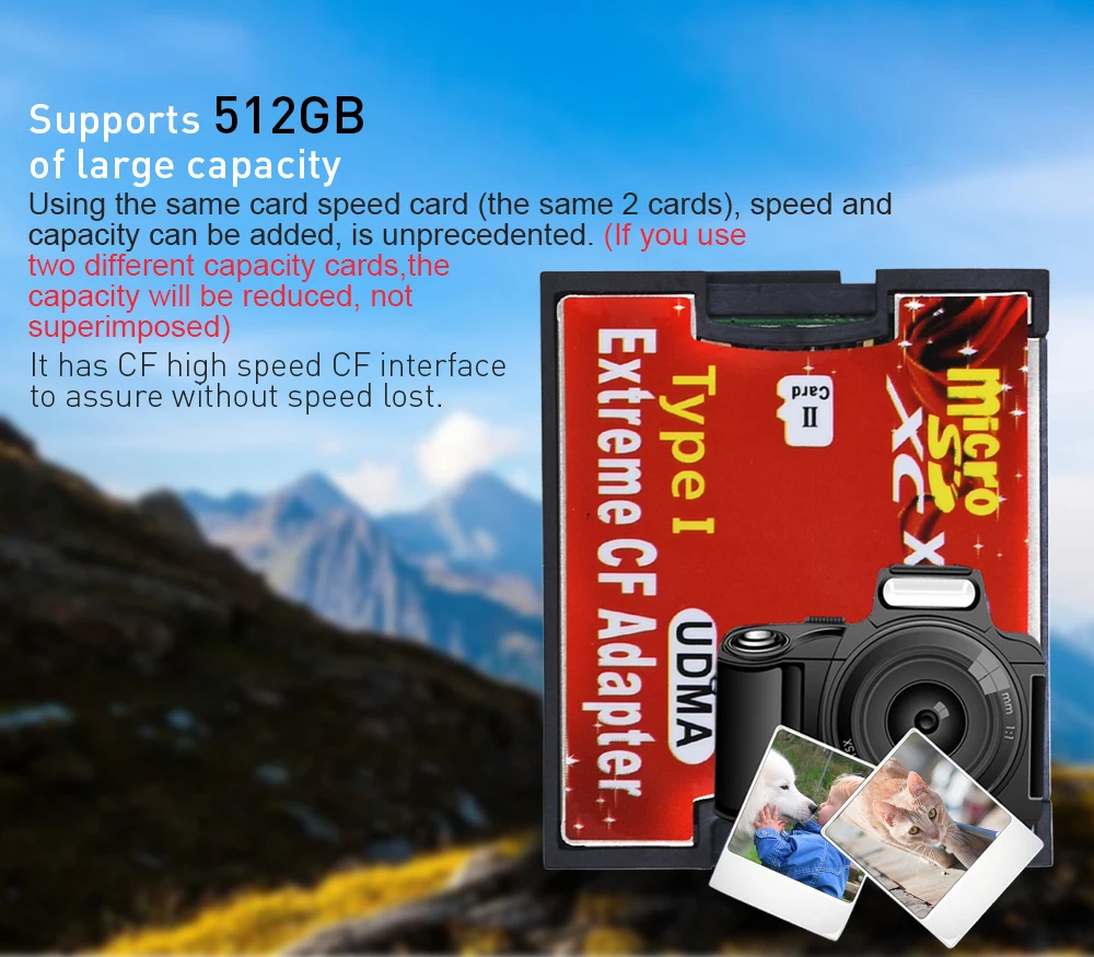 TISHRIC 2018 2 порты Micro SD TF CF адаптер для MicroSD HC Compact Flash Тип I устройство чтения карт памяти конвертер