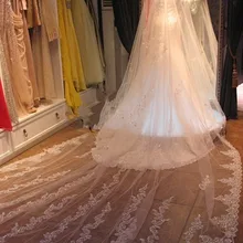 Новое поступление свадебная фата с кружевным краем 5 метров Свадебная Фата Тюль цвета слоновой кости белый veu de noiva Свадебные аксессуары без гребня