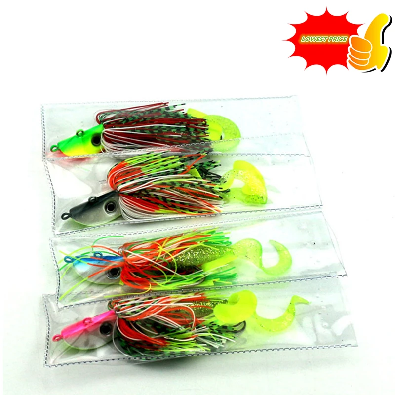 Cabeça de Chumbo Iscas de Pesca Lote Polvo Lula Gabarito Spinnerbait Pique Buzzbait Peche Baits Mar Pesca Tackles 4 pc – 60g