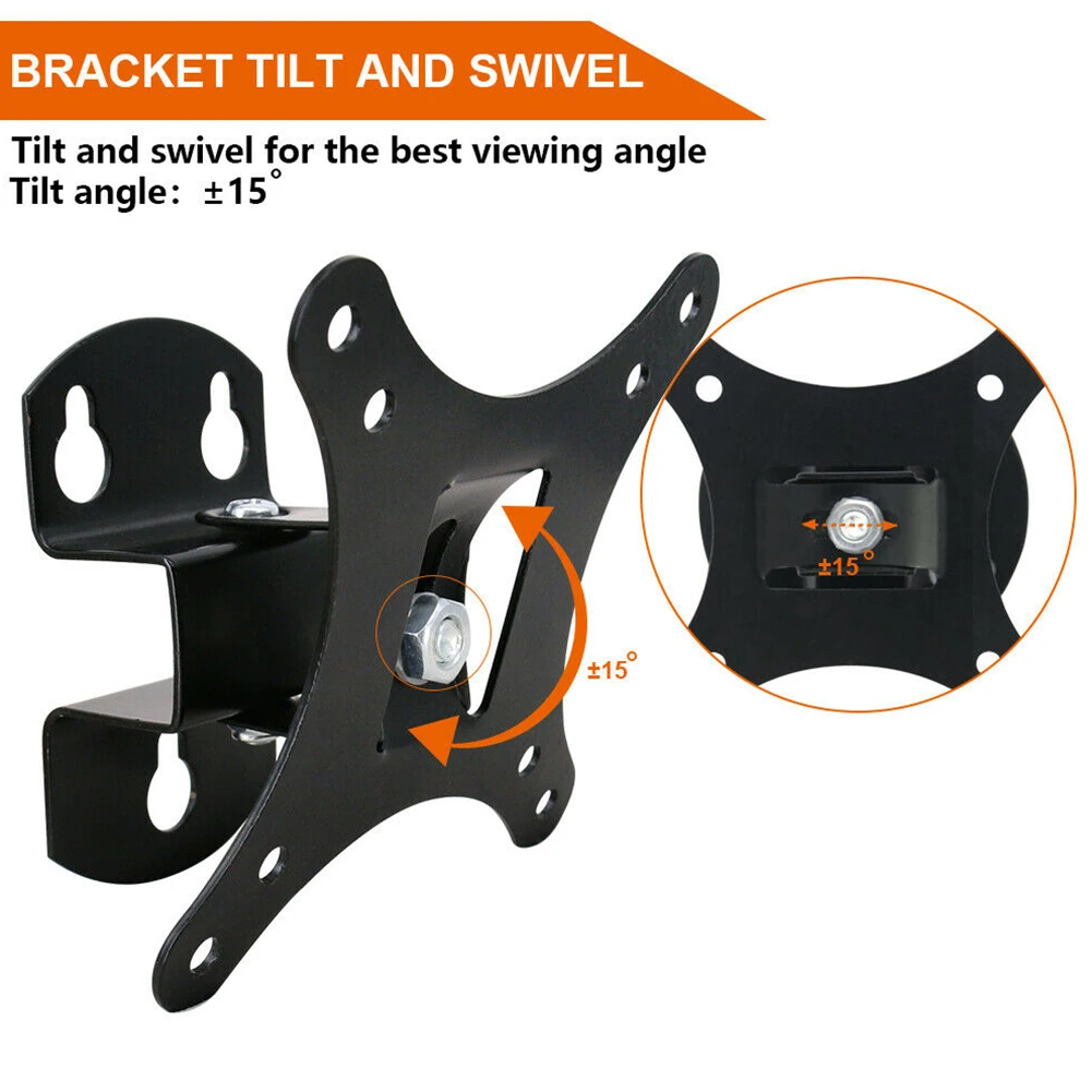 العالمي قابل للتعديل للكمبيوتر الميل المنزل الصلب الأسود التلفزيون جدار جبل حامل شاشة قطب دائم سهلة تثبيت قوس حامل