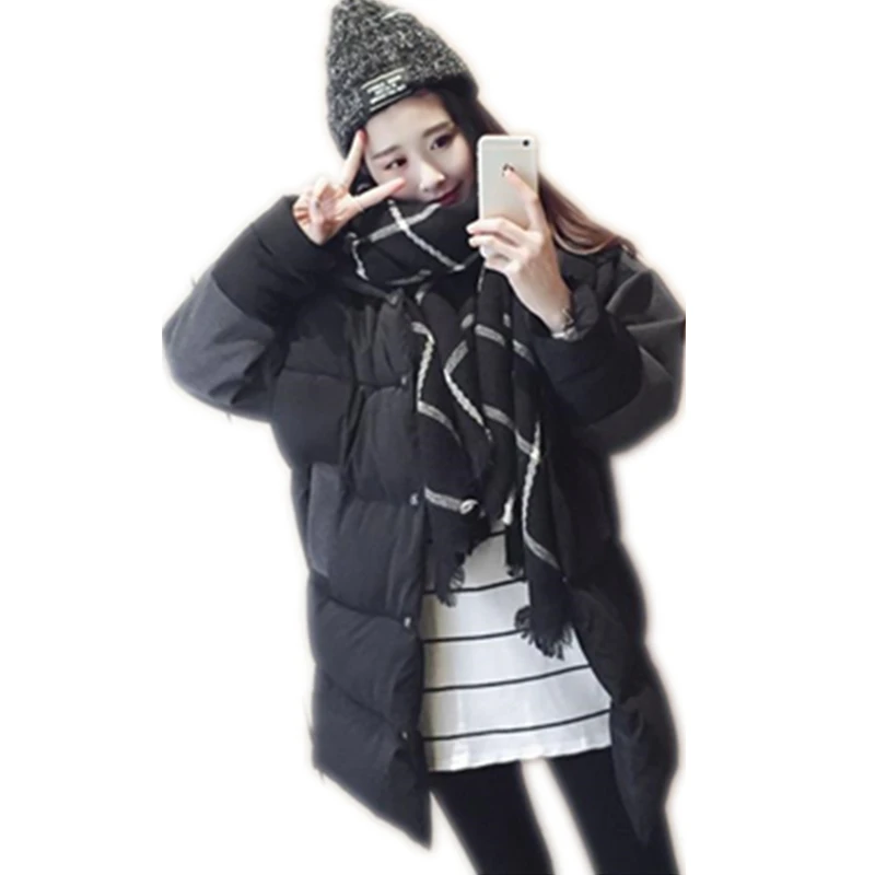 

2017 new latest winter women's down jacket fashion big grey and black color matching cape wind leisure down coat CM152