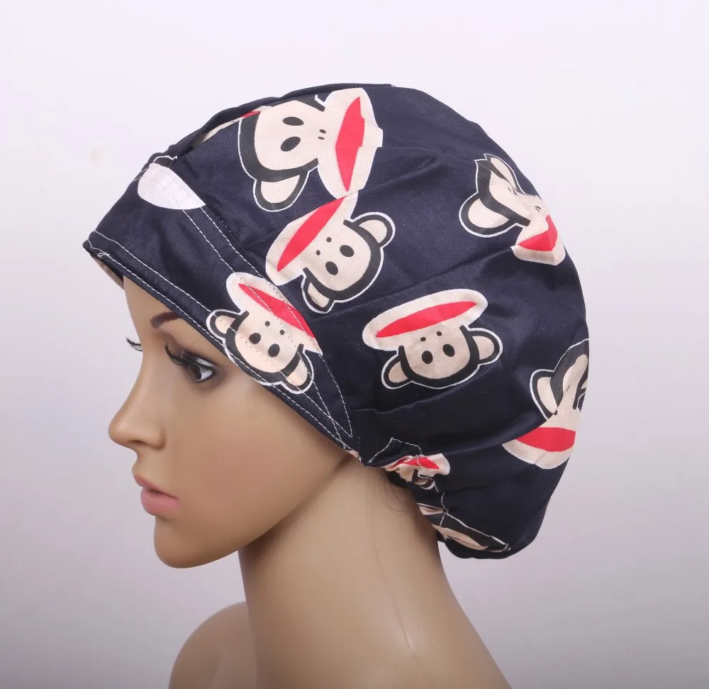 

2017 Time-limited Medical Suit Hospital free Ship Surgical Caps Doctors And Nurses Cap Printed Cotton Long Hair Bouffant Hat