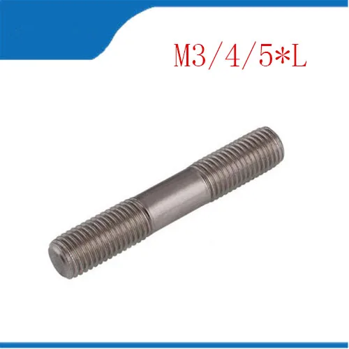 

Free shipping 304 stainless steel screws double-headed screw rods studs M3 M4 M5 Bolts double-headed screws teeth