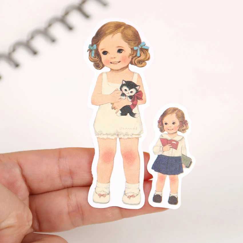 6 PCS/Pack New Cute Creative Stickers Paper Girl Combination Paper Doll Mate Diary Notebook Label Stationery Sticker