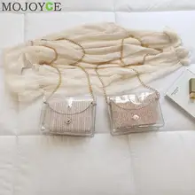 2pcs/set Handbag Transparent Women Hand Bags Chain Straw bag Lady Travel Beach Shoulder Cross Body Bag Holiday